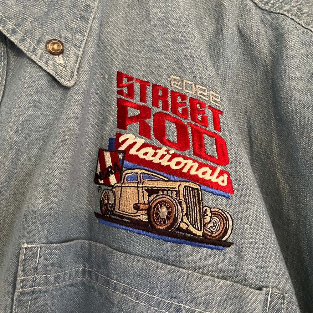 Vintage NSRA Street Rod Nationals 2022 Denim Button Up Shirt - Picture 2 of 4